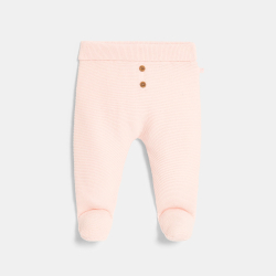 بنطال مغلق القدمين، محبوك باللون الوردي، لحديثي الولادة